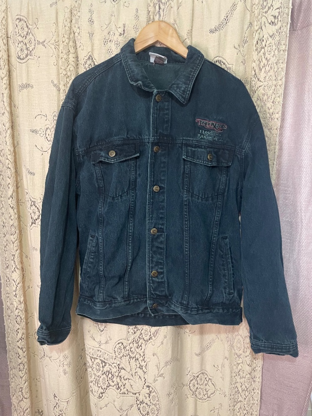 Toby Keith's: I Love This Bar & Grill dark blue denim jacket